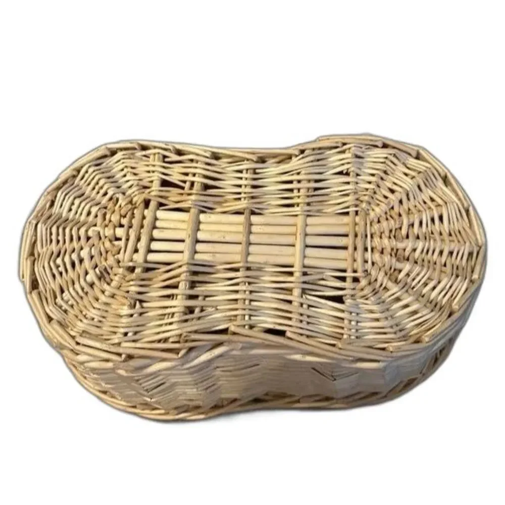 Vintage Wicker Woven Storage Basket Natural Rattan Rectangular Basket